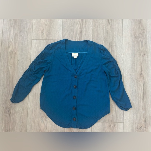 MaEVE by Anthropologie Teal Button-Down Shirt 💙 - Picture 2 of 10